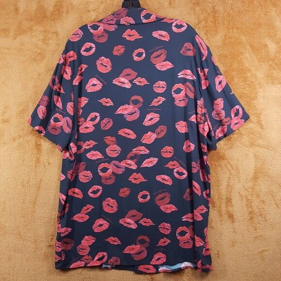 BALMAIN Shirt Mens Size 48 Black Button Up Short Sleeve Kiss All Over Logo $990 - Picture 7 of 12